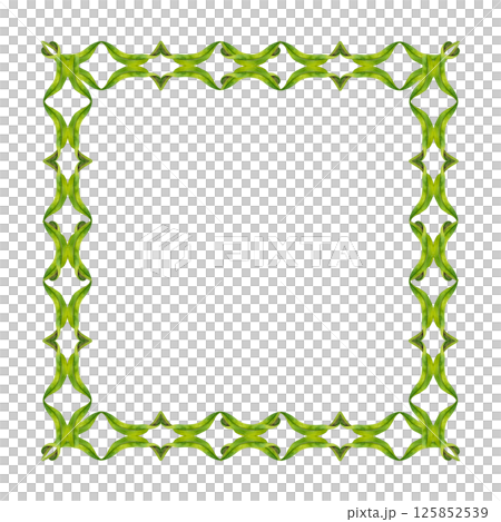Elegant watercolor floral frame of swirl green vines, leaves on white background. Botanical illustration template. Hand painted border for wedding invitation, eco, stationery, spring decor, scrapbook 125852539