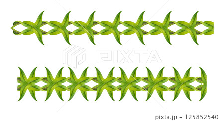 Set of watercolor green leaf swirls elements to create various seamless borders. Botanical pattern clipart perfect for wedding invitations, eco-design, stationery, spring, summer design, scrapbook 125852540