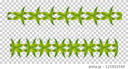 Set of watercolor green leaf swirls elements to create various seamless borders. Botanical pattern clipart perfect for wedding invitations, eco-design, stationery, spring, summer design, scrapbook 125852540