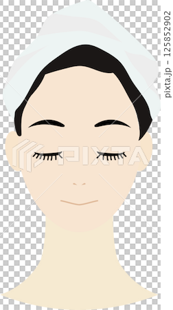 スキンケア前の目を閉じた女性のイラスト スキンケア前の目を閉じた女性のイラスト 125852902