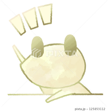 挙手するカエルのキャラクター(黄色) 125853112