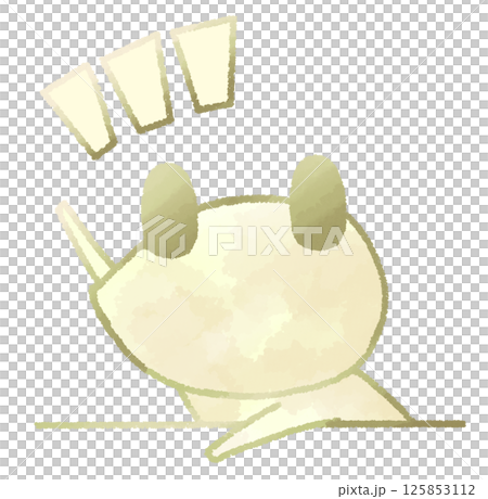 挙手するカエルのキャラクター(黄色) 125853112