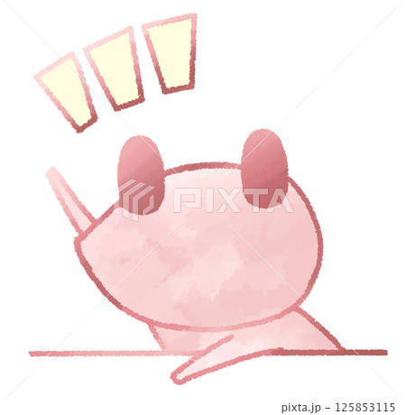 挙手するカエルのキャラクター(赤色) 125853115