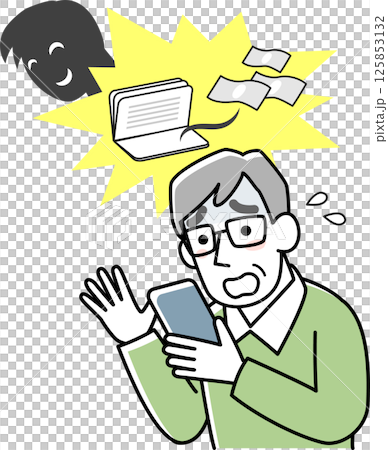 オンライン詐欺の被害にあう男性 125853132