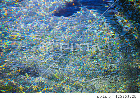光に反射してカラフルに輝く湧水川【安曇野市】 125853329