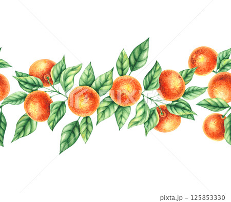 mandarin illustration blossom fruits watercolor mandarin illustration blossom fruits watercolor 125853330