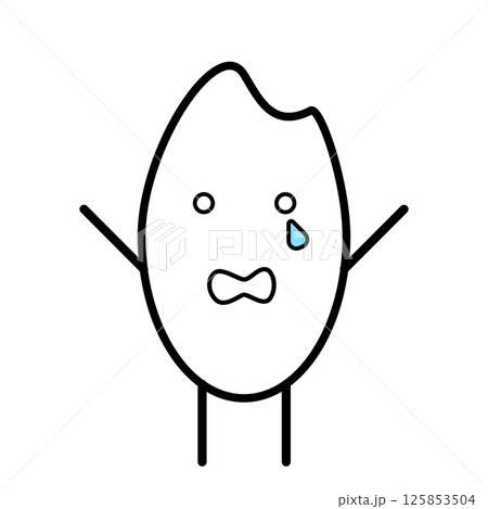 お米のキャラクター 泣いている表情 お米のキャラクター 泣いている表情 125853504