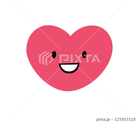 Cute doodle happy heart icon. Smile laughing heart. Love kawaii emoji. Hand drawn romantic emoticon. Good mood. Expression love shape. Vector illustration isolated on white background Cute doodle happy heart icon. Smile laughing heart. Love kawaii emoji. Hand drawn romantic emoticon. Good mood. Expression love shape. Vector illustration isolated on white background 125853528