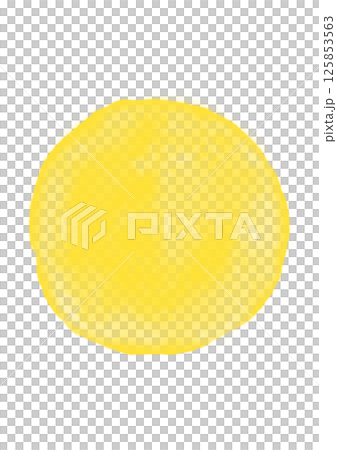Watercolor-style circle illustration material, yellow background transparent, png 125853563