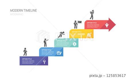 Business road map timeline infographic steps to success growth. with icons and graphic elements. Vector illustration 125853617