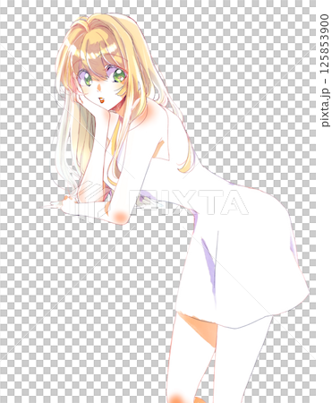 性感的金髮女子用手托著下巴 125853900