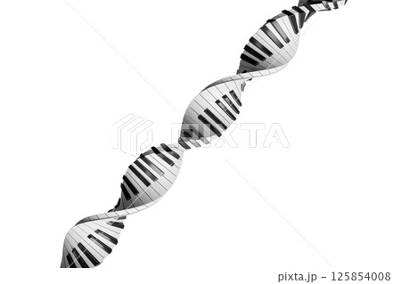 3d render of piano keys twisted in a form of DNA isolated on white 3d render of piano keys twisted in a form of DNA isolated on white 125854008