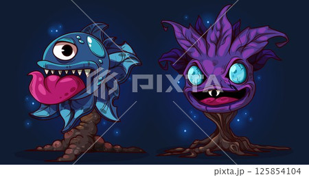 Scary cartoon plant monsters 125854104
