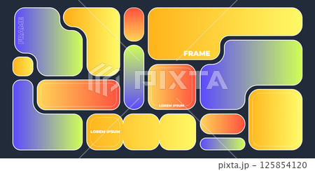 Abstract bento grid shapes on black background 125854120