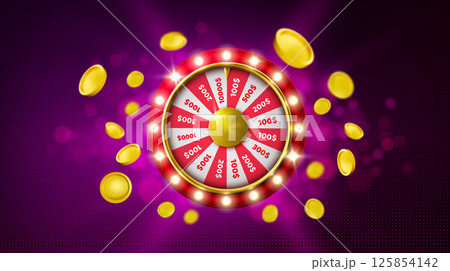 Fortune wheel with glowing light bulbs Fortune wheel with glowing light bulbs 125854142