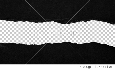 Black torn paper background with blank space in the middle Transparent material 125854156