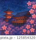 夜の桜と京都 125854320