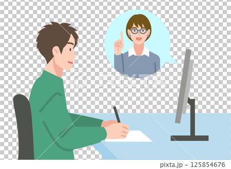 由男學生學習的插圖 125854676
