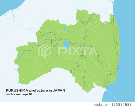 日本の福島県のシンプルな緑色のロードマップ 日本の福島県のシンプルな緑色のロードマップ 125854688