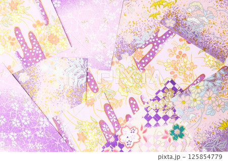 色とりどりで色鮮やかな和紙の背景イメージ素材 色とりどりで色鮮やかな和紙の背景イメージ素材 125854779