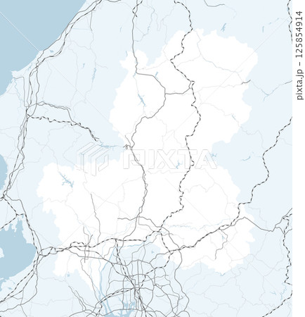 日本の岐阜県と隣接する都道府県を含む、シンプルな緑色のロードマップ 日本の岐阜県と隣接する都道府県を含む、シンプルな緑色のロードマップ 125854914
