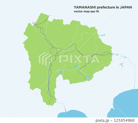日本の山梨県の緑色のロードマップ 日本の山梨県の緑色のロードマップ 125854960