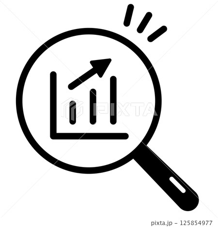 虫眼鏡でグラフを拡大しているアイコン　透過 125854977