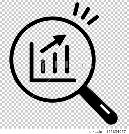 虫眼鏡でグラフを拡大しているアイコン　透過 125854977
