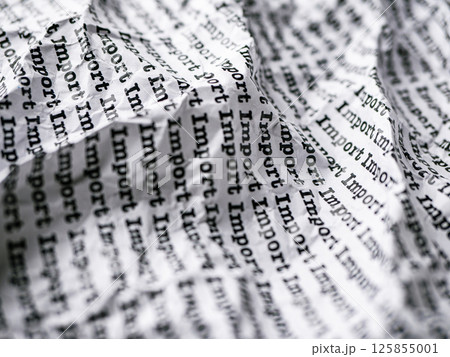Words Import Seamless print on Crumpled paper for trading export import business tax background. 125855001