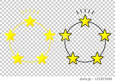 5つ星評価で最高評価を受けたものを紹介するときに使えるイラスト素材 125855088