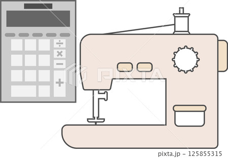 シンプルなミシンと電卓のアイコン素材 シンプルなミシンと電卓のアイコン素材 125855315