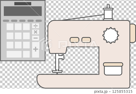 シンプルなミシンと電卓のアイコン素材 シンプルなミシンと電卓のアイコン素材 125855315