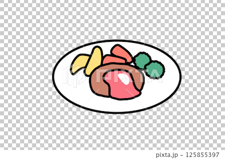 西餐廳漢堡牛排的簡單圖示 西餐廳漢堡牛排的簡單圖示 125855397