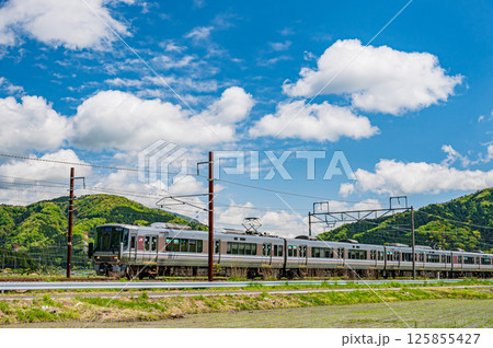 北陸本線余呉駅付近を走る新快速電車 滋賀県長浜市余呉町 北陸本線余呉駅付近を走る新快速電車 滋賀県長浜市余呉町 125855427