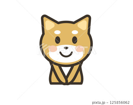 お行儀の良いポーズのかわいい柴犬の上半身イラスト お行儀の良いポーズのかわいい柴犬の上半身イラスト 125856062
