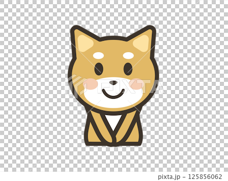 一隻可愛的柴犬,擺出乖巧的姿勢的上半身插圖 一隻可愛的柴犬,擺出乖巧的姿勢的上半身插圖 125856062