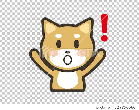 驚いているかわいい柴犬の上半身イラスト 驚いているかわいい柴犬の上半身イラスト 125856066