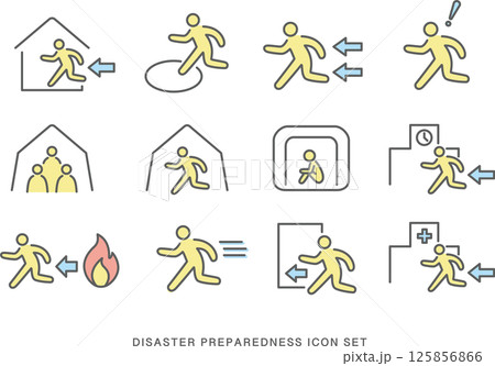 避難アイコンセット 避難アイコンセット 125856866