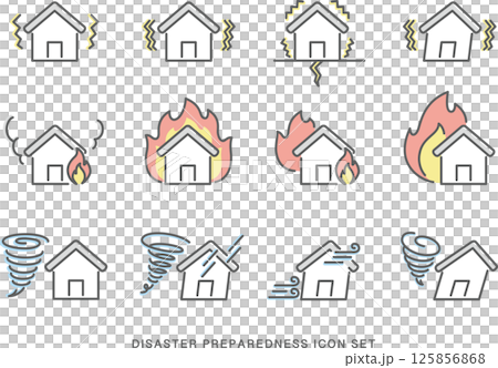 Disaster prevention and disaster icon set_1 125856868