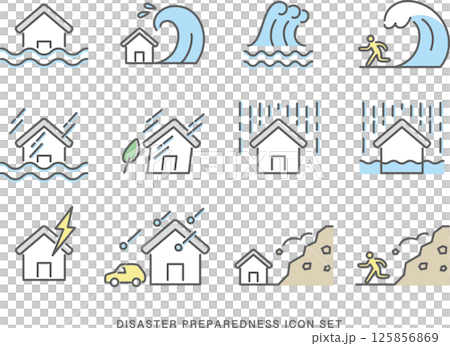 Disaster prevention and disaster icon set_2 125856869