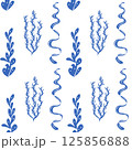 Seamless Nautical Pattern with Blue and White Marine Elements 125856888