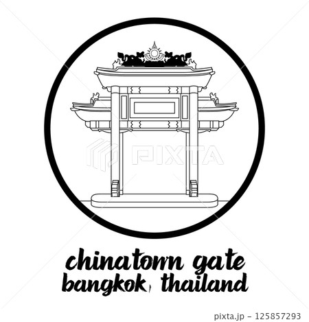 Circle Icon Chinatown Gate. Vector Illustration 125857293