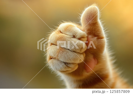 Cat showing thumbs up approval, symbol of honesty and trust check sign Cat showing thumbs up approval, symbol of honesty and trust check sign 125857809