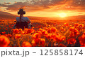 young woman sits in a wheelchair wearing headphones and listening to music. 125858174