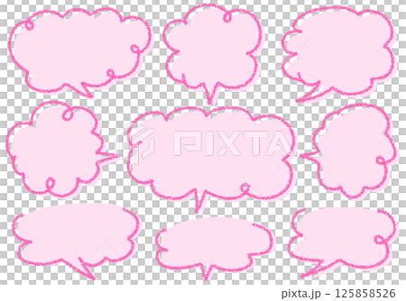 クレヨン素材 手描きのふきだしセット クレヨン素材 手描きのふきだしセット 125858526
