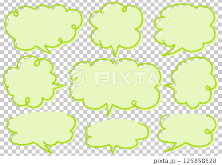 クレヨン素材 手描きのふきだしセット クレヨン素材 手描きのふきだしセット 125858528