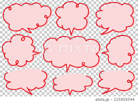 クレヨン素材　手描きのふきだしセット 125858544