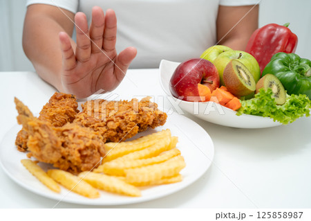 Junk food no good health eating for diet. 125858987