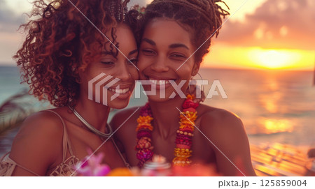 Young happy lesbian lgbtq couple or friends together, having fun together. Young happy lesbian lgbtq couple or friends together, having fun together. 125859004