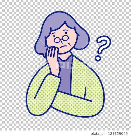 疑問を感じているシニア女性の上半身イラスト素材 疑問を感じているシニア女性の上半身イラスト素材 125859046